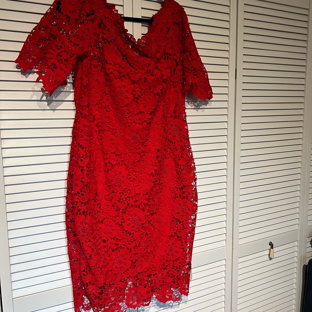 Size 18 off the should red lace Paper Doll Dress